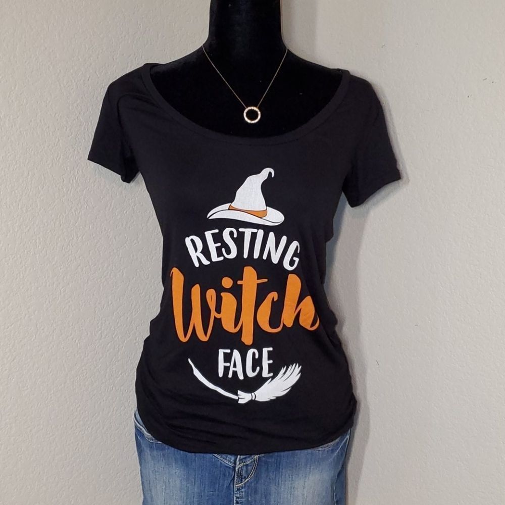 Halloween Black graphic T-shirt "Resting Witch Face"